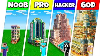 Minecraft Battle NOOB vs PRO vs HACKER vs GOD HOTEL SKYSCRAPER HOUSE BUILD CHALLENGE  Animation [upl. by Betti]