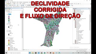 ArcGIS  17  Mapa de declividade e fluxo de direção [upl. by Ramedlab180]