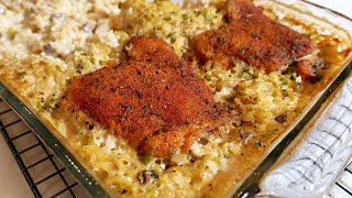 Baked Chicken and Rice Casserole  How To Make Easy Chicken And Rice Bake [upl. by Ytirahs]