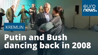 Watch Archive footage released of George W Bush and Vladimir Putin dancing [upl. by Nessim]