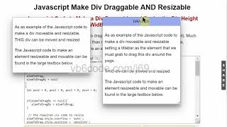 JS JAVASCRIPT RESIZABLE DIV  DRAGGABLE DIV  Simple Short JSCode to Make Element Draggable  Resize [upl. by Enellij150]