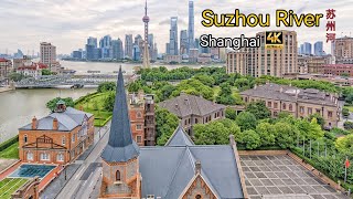 Walk in Shanghai Suzhou River With The View of The Bund and Old Buildings amp Bridges  China Walk 4K [upl. by Latisha239]