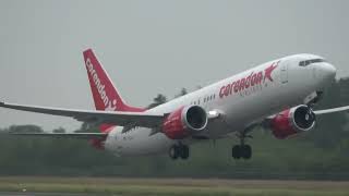 Corendon Airlines B737 MAX8 Takeoff Groningen Airport Eelde [upl. by Benedix]