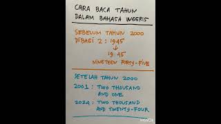 Cara Baca Tahun Dalam Bahasa Inggris kosakatabahasainggrisyangseringdigunakan shorts [upl. by Tehr]