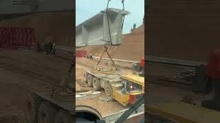 Hoisting process of Tshaped cement reinforced box girder [upl. by Anuaik]