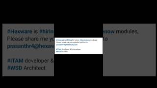 Hexaware is Hiring Service Now Developers [upl. by Curry]