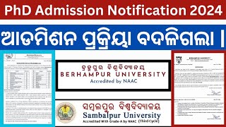 Odisha PhD Admission 2024 II Sambalpur University amp Berhampur University II phdadmission2024 [upl. by Noak]