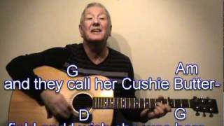 Cushie Butterfield  GUITAR LESSON playalong with easy chords and lyrics  Geordie folk song cover [upl. by Strickman]