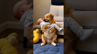 The worlds best babysitter😂 reels explore omg dog babysitter goldenretriever [upl. by Kcirreg]