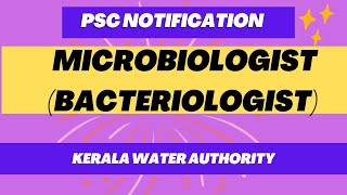 Microbiologist Bacteriologist Kerala Water Authority [upl. by Ratha9]