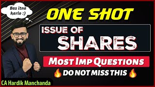 Most Imp Questions of Issue of Shares One Shot Class 12 Accounts  CA Hardik Manchanda [upl. by Joni621]