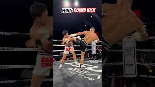 Muay Thai FeintRound Kick Knockout 💥⚡ muaythai mma fighter martialarts kicks youtubeshorts [upl. by Slifka]