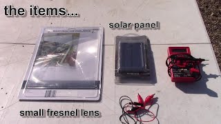 Experiment Fresnel Lens  Solar Panel  300 more power  triple power  with full power readings [upl. by Bocaj836]