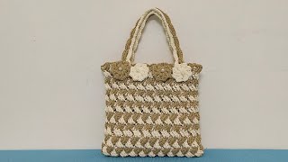 Crochet handbagsHướng dẫn móc chiếc túi tote phối hai màu xinh xinh [upl. by Jefferey]