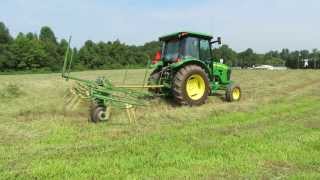 John Deere 5065M and a Krone KW 5524x7 T Tedder in Field Edge Mode Part 1 [upl. by Engdahl481]