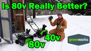 ✅ 40v vs 80v Battery Powered Snow Blower  Which Is Better  Greenworks [upl. by Alleon]