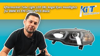 Aftermarket Tube Light LED DRL Angel Eyes Headlights for BMW X5 E70 20072013 Black [upl. by Knah]