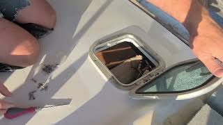 Installing portholes and pressure washing inside the boat Episode 41 [upl. by Reagen383]