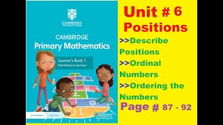 Cambridge Primary Mathematics Learners book Grade 1 Unit 6 Positions Ordinal numbers page 87 to 92 [upl. by Sasnett182]