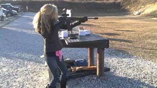 Blonde chick shooting AR 15 rifle [upl. by Haianeb]