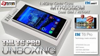 THL T6 Pro UNBOXING 5quot 1280x720 HD IPS MTK6592M KitKat OTG Smart Wake Multitasking Window [upl. by Annaid51]