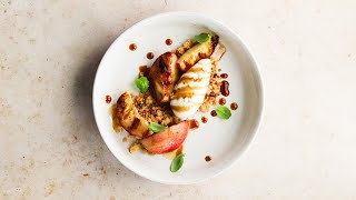 Grilled Nectarine Sundae With Pine Nut Crumble Recipe [upl. by Emarie896]