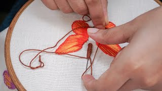 How to embroider Butterfly by hand Simple Embroidery [upl. by Roderic]