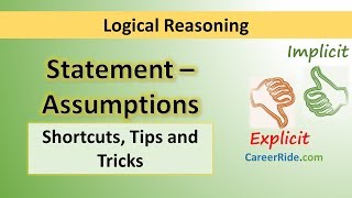 Statement and Assumptions  Tricks amp Shortcuts for Placement tests Job Interviews amp Exams [upl. by Assertal]