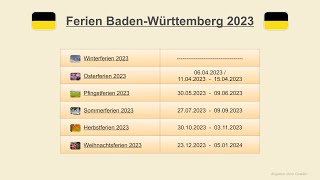 Ferien Baden Württemberg 2023 [upl. by Rawdan631]