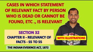 Section 32 of Evidence Act  Statement made by person dead missing person incapable amp unreasonable [upl. by Enairb]