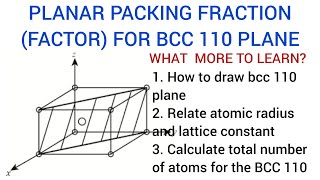 planar packing fraction factor for the body centred cubic 110 plane [upl. by Ayitahs382]