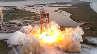 Blastoff SpaceX Starship launches on 5th flight nails chopsticks booster catch [upl. by Antoine]