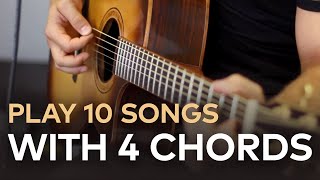 Play 10 Songs with Just 4 Chords on Guitar [upl. by Kuster248]