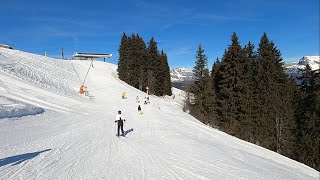 Skiing BLUE RETOUR ALPETTE joining Green A  MEGEVE ski resort GoPro HD POV  Feb 2024 [upl. by Eeryt]