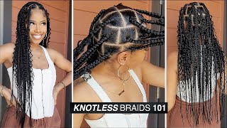 NEAT  EASY KNOTLESS BOHO BRAIDS🔥 beginner friendly [upl. by Ecinehs830]