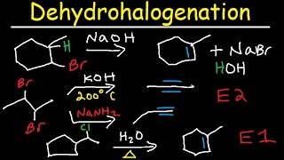 Dehydrohalogenation of Alkyl Halides Reaction Mechanism  E1 amp E2 [upl. by Arney]