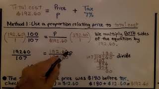 7th Grade Math 53a Percent Finding an Original Amount or Final Amount [upl. by Iny575]