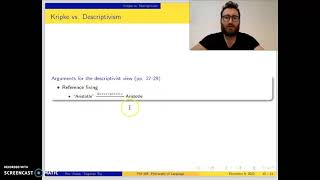Philosophy of Language Dil Felsefesi 7  Kripke vs Descriptivism Arguments for Descriptivism [upl. by Sivar]