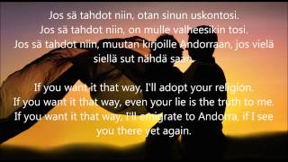 Hector  Jos sä tahdot niin with English lyrics [upl. by Ztirf46]