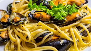 Pasta and Mussels in Creamy White Wine Sauce Recipe [upl. by Rancell]