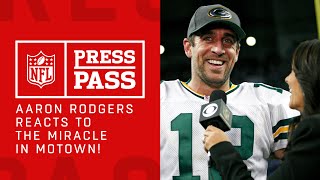 Aaron Rodgers Reacts to Game Winning Hail Mary  Packers vs Lions  NFL [upl. by Vaenfila]