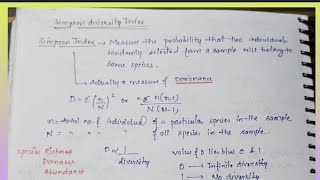 Simpson diversity index 🌸🌸ecology botanylifescience species neet2024 neet [upl. by Suivatna]