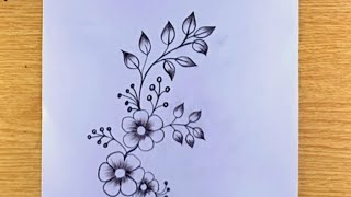 Flower design drawing with pencil for kids [upl. by Bengt942]