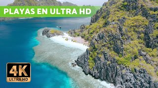 Vídeos 4K de PLAYAS RELAJANTES con música 🏝️ Paisajes en Ultra HD [upl. by Neural]