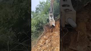 Excavator slope widening road process construction [upl. by Gibbs]