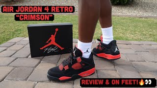 AIR JORDAN 4 RETRO quotCRIMSONquot REVIEW amp ON FEET THIS IS THE BEST SNEAKER FOR THE MONTH OF JANUARY [upl. by Fryd764]