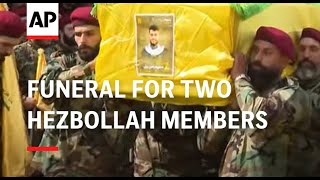 Funeral for two Hezbollah members killed in electronic device explosions [upl. by Bette-Ann43]