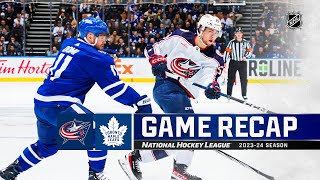 Blue Jackets  Maple Leafs 1214  NHL Highlights 2023 [upl. by Etnovahs]