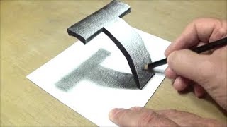 How To Draw A 3d Letter T  Easy Trick Art [upl. by Elockin]