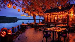 Jazz Relaxing Music  Cozy Fall Coffee Shop 🍂Smooth Jazz Instrumental Music with Crackling Fireplace [upl. by Tnarud]